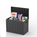 PLAYRANK 45 Gallon Resin Deck Storage Box, Waterproof Lockable Outdoor Patio Storage Bin for Dog & Cat Toys, Pet Food & Pet Supplies, Weather‑Resistant Wood Grain Design