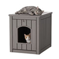 PLAYRANK Indoor Outdoor Plastic Cat Kennel with Flat Load-Bearing Top, Multi-Purpose Pet House Can Be Used as Patio Storage Side Table for Small Pets